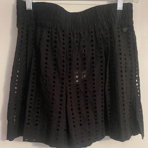 Calia Inverted Pull-on Black High Rise swim cover-up shorts, size S